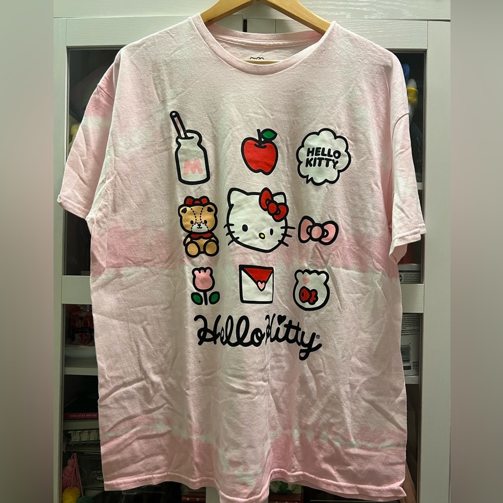Hello Kitty And Friends Graphic Tee Shirt Pink Tie Dye Large NEW